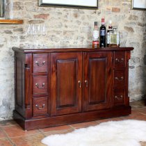 Belarus 2 Glass Doors Display Cabinet With Sideboard In Mahogany