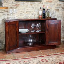 Belarus 2 Glass Doors Display Cabinet With Sideboard In Mahogany