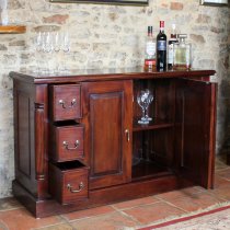 Belarus 2 Glass Doors Display Cabinet With Sideboard In Mahogany