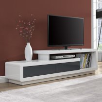 Celia High Gloss TV Stand With 2 Drawers In White And Grey