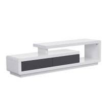 Celia High Gloss TV Stand With 2 Drawers In White And Grey