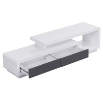 Celia High Gloss TV Stand With 2 Drawers In White And Grey