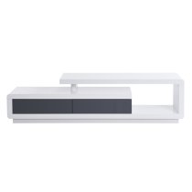 Celia High Gloss TV Stand With 2 Drawers In White And Grey