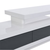 Celia High Gloss TV Stand With 2 Drawers In White And Grey