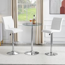 Vetro Round Clear Glass Top Bistro Table With Chrome Base