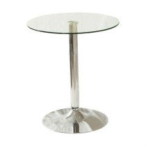 Vetro Round Clear Glass Top Bistro Table With Chrome Base