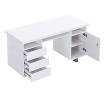 Sydney High Gloss Computer Desk With 1 Door 3 Drawers In White