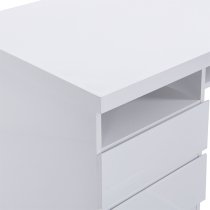 Sydney High Gloss Computer Desk With 1 Door 3 Drawers In White