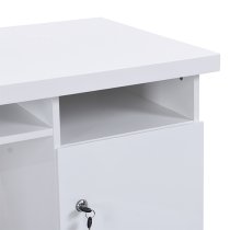 Sydney High Gloss Computer Desk With 1 Door 3 Drawers In White