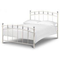 Sanaz 135cm Metal Bed In Stone White