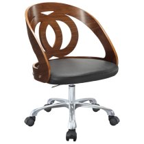 Juoly Walnut Finish Black Faux Leather Office Chair