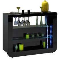 Fiesta High Gloss Bar Table Unit In Black With LED Lighting