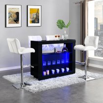 Fiesta High Gloss Bar Table Unit In Black With LED Lighting