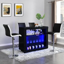 Fiesta High Gloss Bar Table Unit In Black With LED Lighting