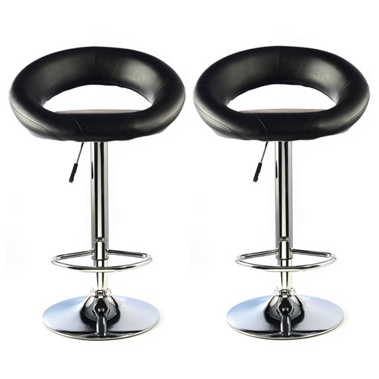 Makamae Black PU Leather Bar Stool In A Pair