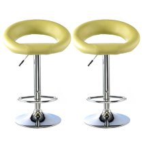 Makamae Lime PU Leather Bar Stool In A Pair