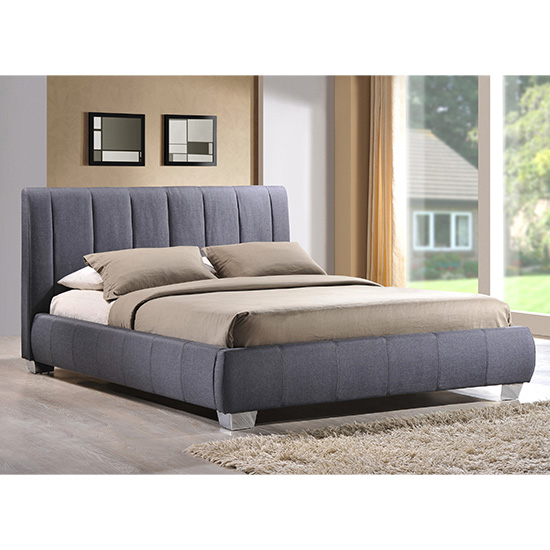 Braunston Fabric Upholstered King Size Bed In Grey