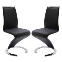 Summer Z Black Faux Leather Dining Chairs In Pair