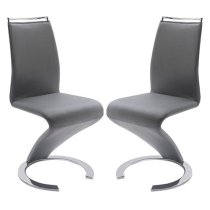 Summer Z Grey Faux Leather Dining Chairs In Pair