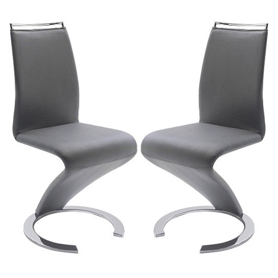 Summer Z Grey Faux Leather Dining Chairs In Pair