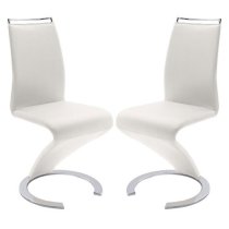 Summer Z White Faux Leather Dining Chairs In Pair