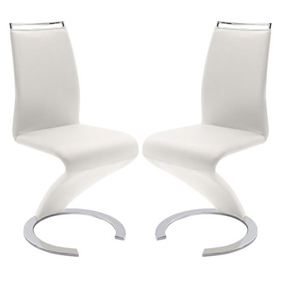 Summer Z White Faux Leather Dining Chairs In Pair