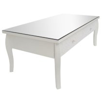 Flair Glass Top Coffee Table With 2 Drawers In White