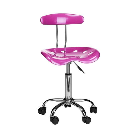 Hanoi Office Chair In Pink ABS With Chrome Base And 5 Wheels