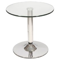 Belize Round Clear Glass Bistro Side Table With Chrome Base