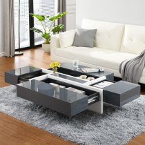 Storm High Gloss Storage Coffee Table In Grey And White