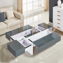 Storm High Gloss Storage Coffee Table In Grey And White