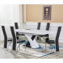 Axara Large Extending Gloss Dining Table In White And Black