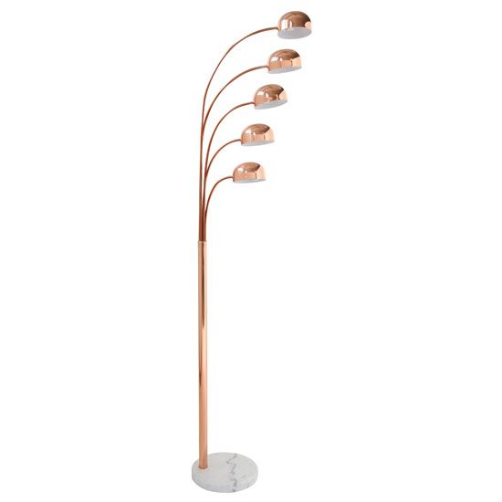 Tupelo Floor Lamp In Copper With White Marble Base