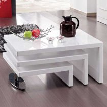 Design Rotating High Gloss Coffee Table With 3 Tops In White