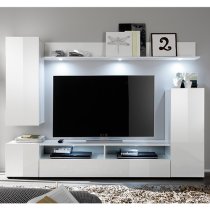 Delta Living Room Furniture Set 1 In White High Gloss With LED