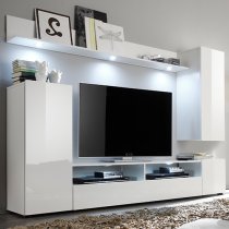 Delta Living Room Furniture Set 1 In White High Gloss With LED