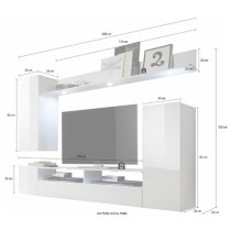 Delta Living Room Furniture Set 1 In White High Gloss With LED