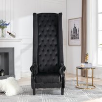 Trento Tall Upholstered Velvet Porter Chair In Black