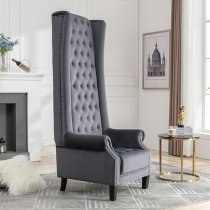 Trento Tall Upholstered Velvet Porter Chair In Grey