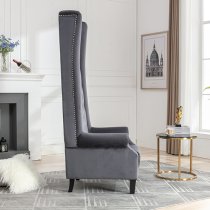 Trento Tall Upholstered Velvet Porter Chair In Grey