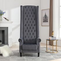 Trento Tall Upholstered Velvet Porter Chair In Grey