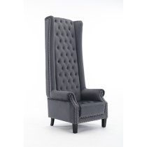 Trento Tall Upholstered Velvet Porter Chair In Grey