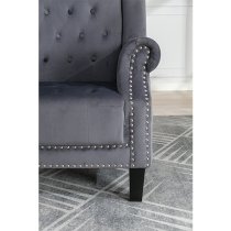 Trento Tall Upholstered Velvet Porter Chair In Grey