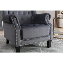 Trento Tall Upholstered Velvet Porter Chair In Grey