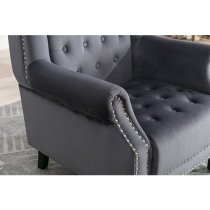 Trento Tall Upholstered Velvet Porter Chair In Grey