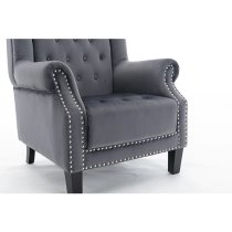 Trento Tall Upholstered Velvet Porter Chair In Grey