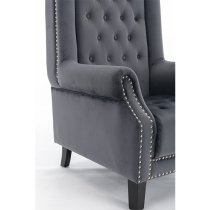 Trento Tall Upholstered Velvet Porter Chair In Grey