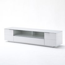 Canberra LCD TV Stand In Glass Top And White Gloss With 2 Door