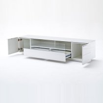 Canberra LCD TV Stand In Glass Top And White Gloss With 2 Door