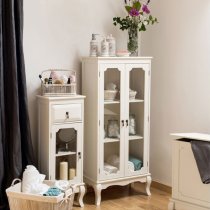 Ramona Wooden Bathroom Cabinet With 2 Glass Doors In Ivory